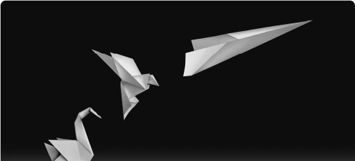 origami crane transforms to paper plane